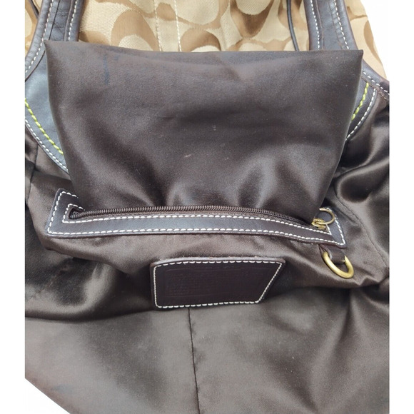 Coach Chelsea Signature Brown Canvas Leather Trim Double Handles Shoulder Bag - Picture 13 of 16